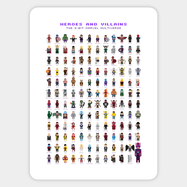 8-Bit Heroes and Villains Sticker by johnsalonika84